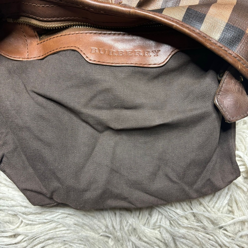 Burberry Brown Smoke House Check PVC and Leather Crossbody Bag - Picture 13 of 16